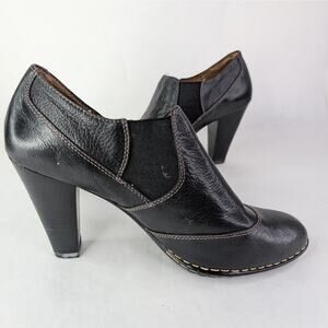 Sofft Carleigh Block Heel Shootie Pull On Black Leather Shoe Ankle Boot 8.5W